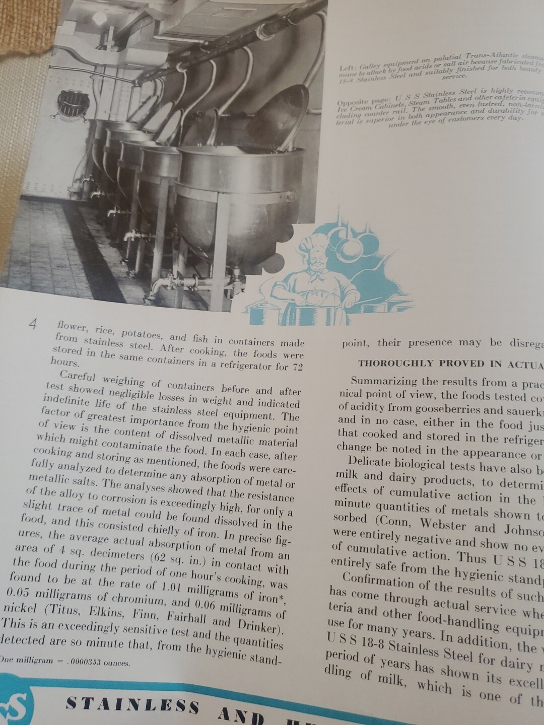 Food Handling advances with USS Stainless Steels Pittsburgh Pa Booklet O