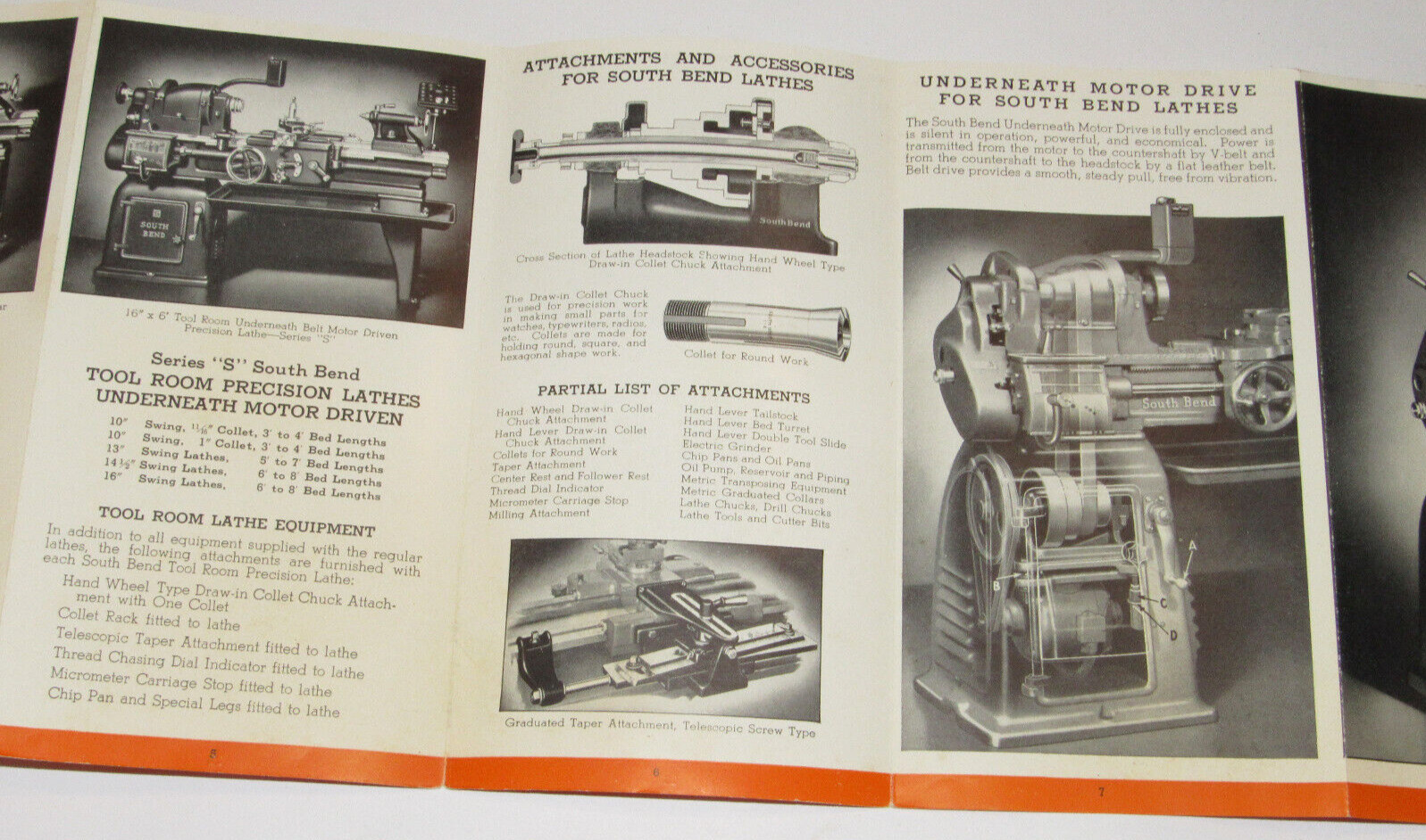 VTG 1941 SOUTH BEND LATHE ADVERTISING FOLDOUT BROCHURE! B&W PICS! MODELS A,B,C,S