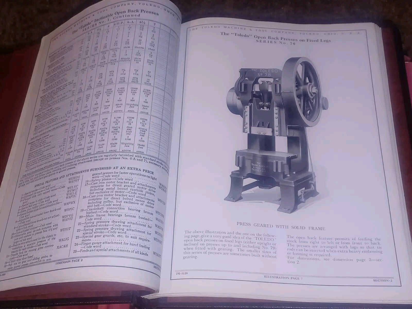 OLD Toledo Ohio Machine & Tool Catalog Book Presses Machinery Dies SHEET METAL