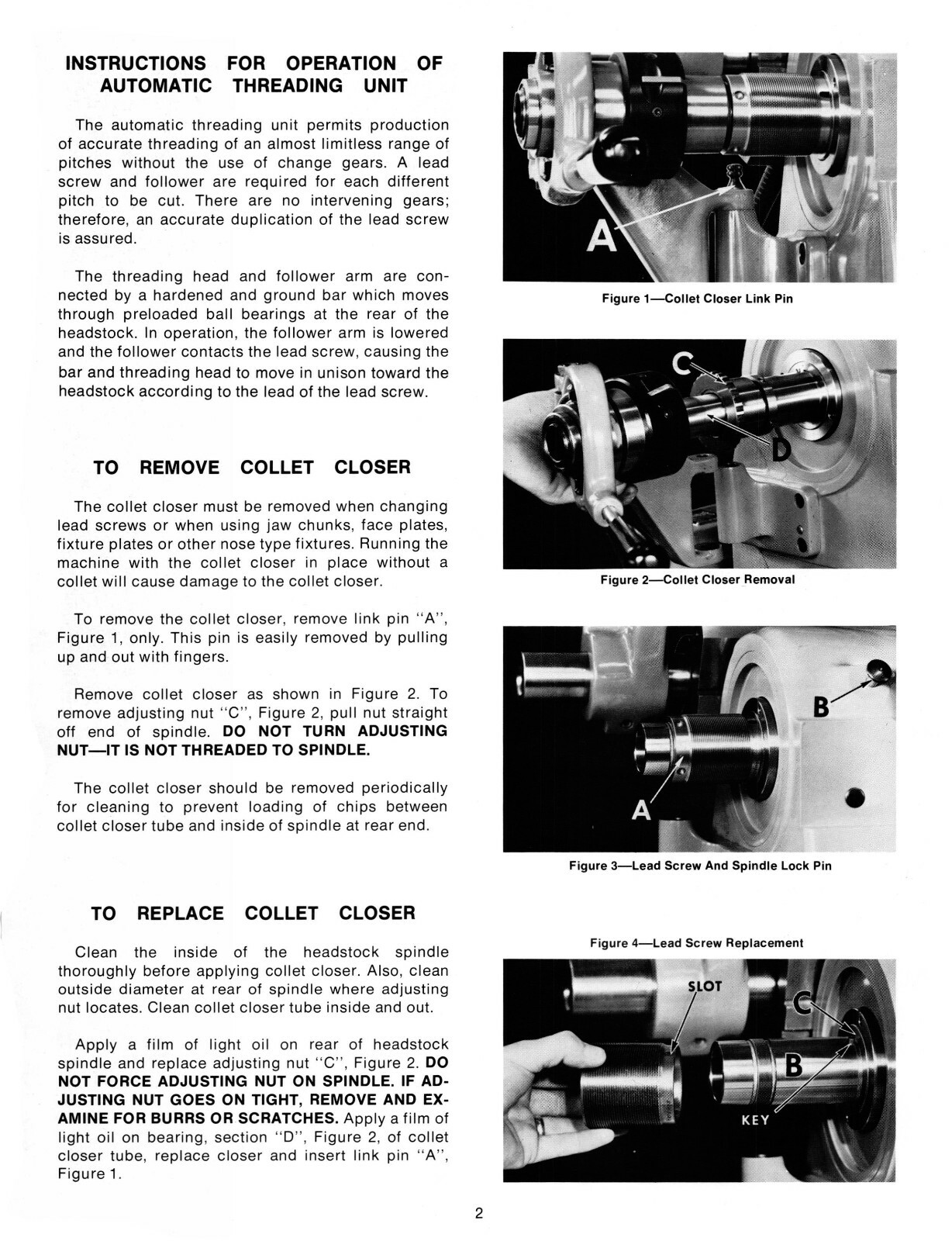 Hardinge Auto Thread Unit on HC Super Precision Chucker Operator Manual #1446