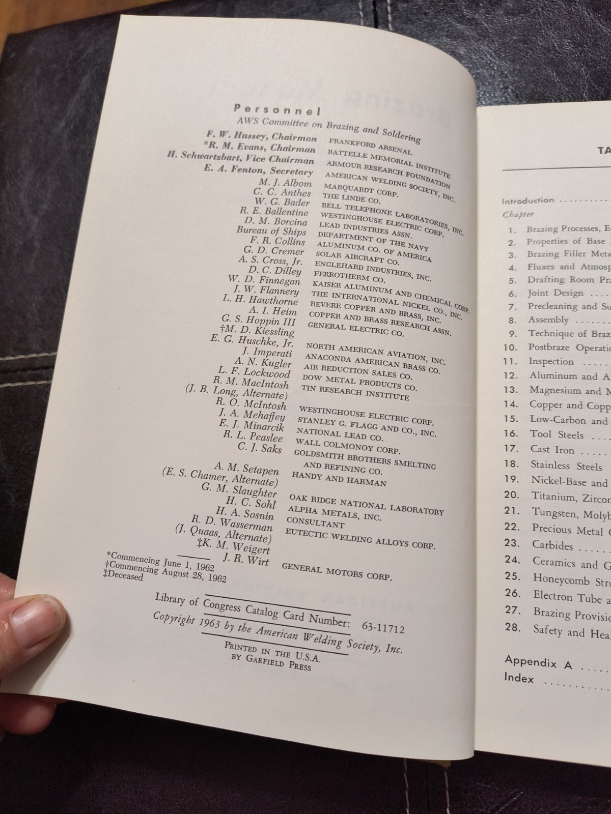 Brazing Manual – American Welding Society Inc 1963 Hardcover