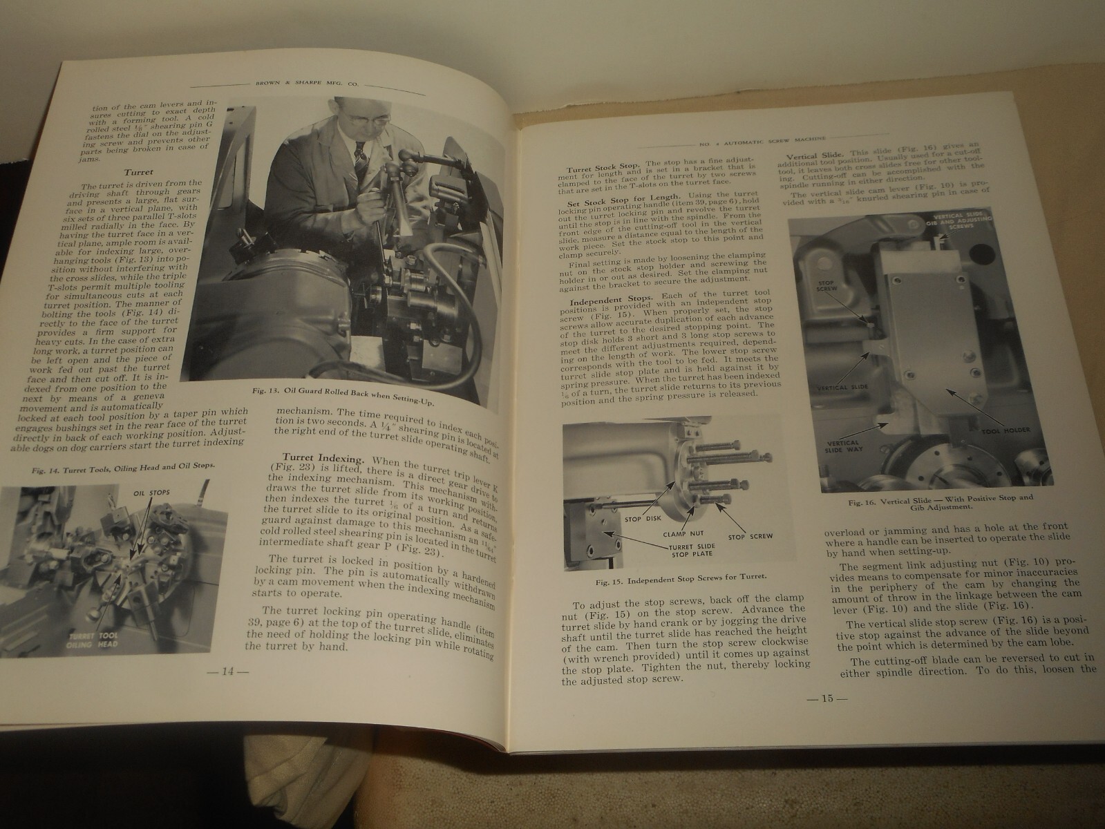 No. 4 BROWN & SHARPE Automatic Screw Machine Operation Maintenance Repair Parts