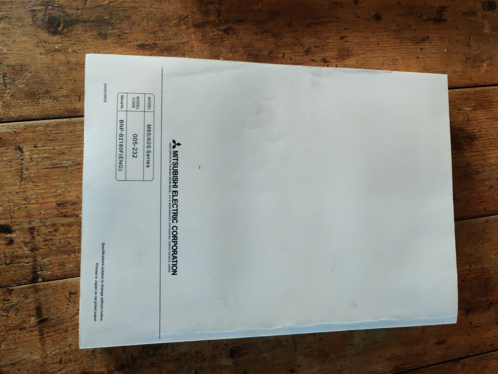 Mitsubishi MELDAS 60/60S Operation Manual BNP-B2180F (ENG) Edition 005-232