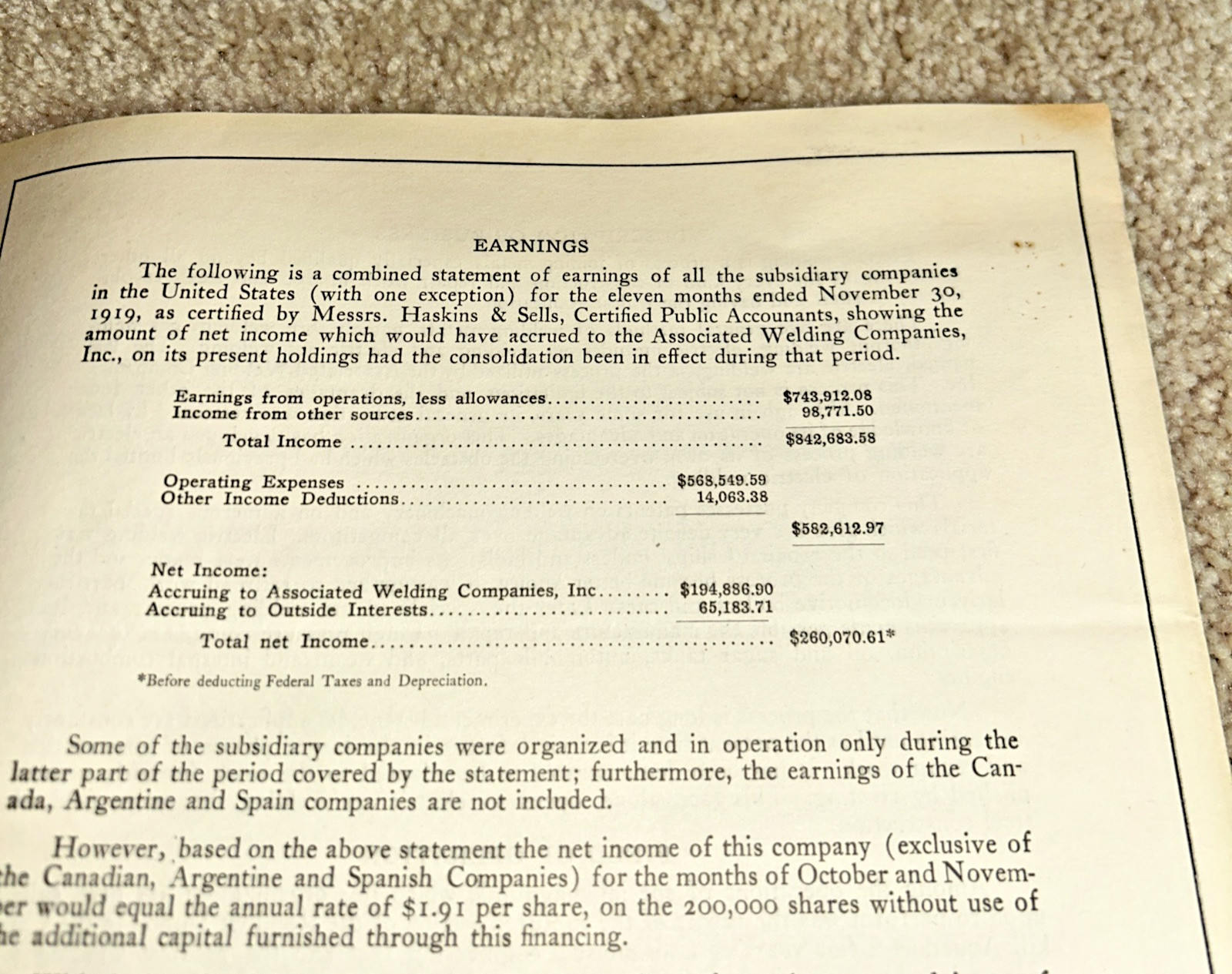 1920 ASSOCIATED WELDING COMPANIES Stock Offering Prospectus CHISHOLM & CHAPMAN