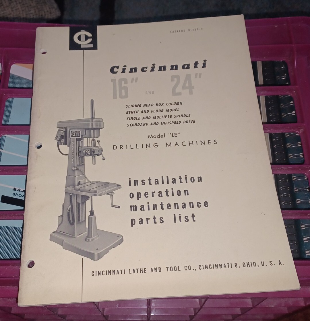 CINCINNATI LATHE TOOL COMPANY ROYAL 16/24″ DRILLING Machines LE CATALOG D-139-2
