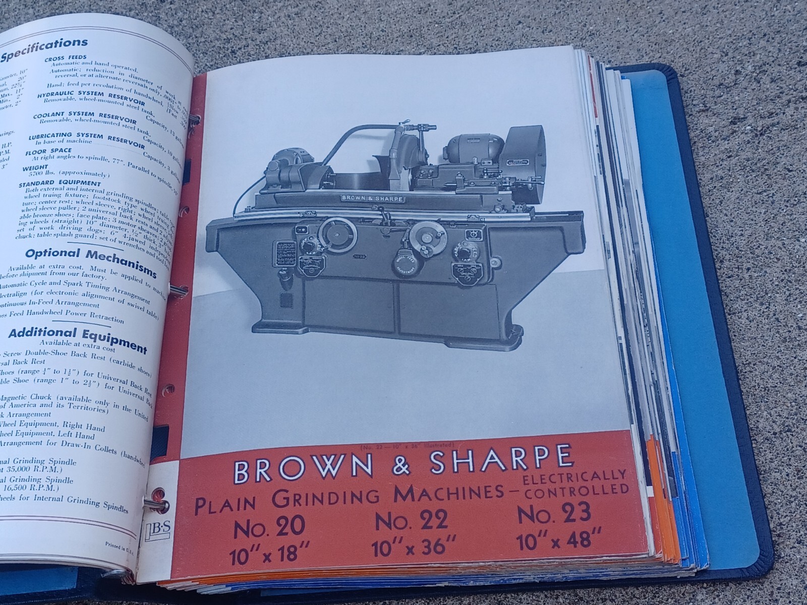 1950’s Brown & Sharpe GRINDING CUTTING MACHINES Binder Book SALES CATALOG TOOLS
