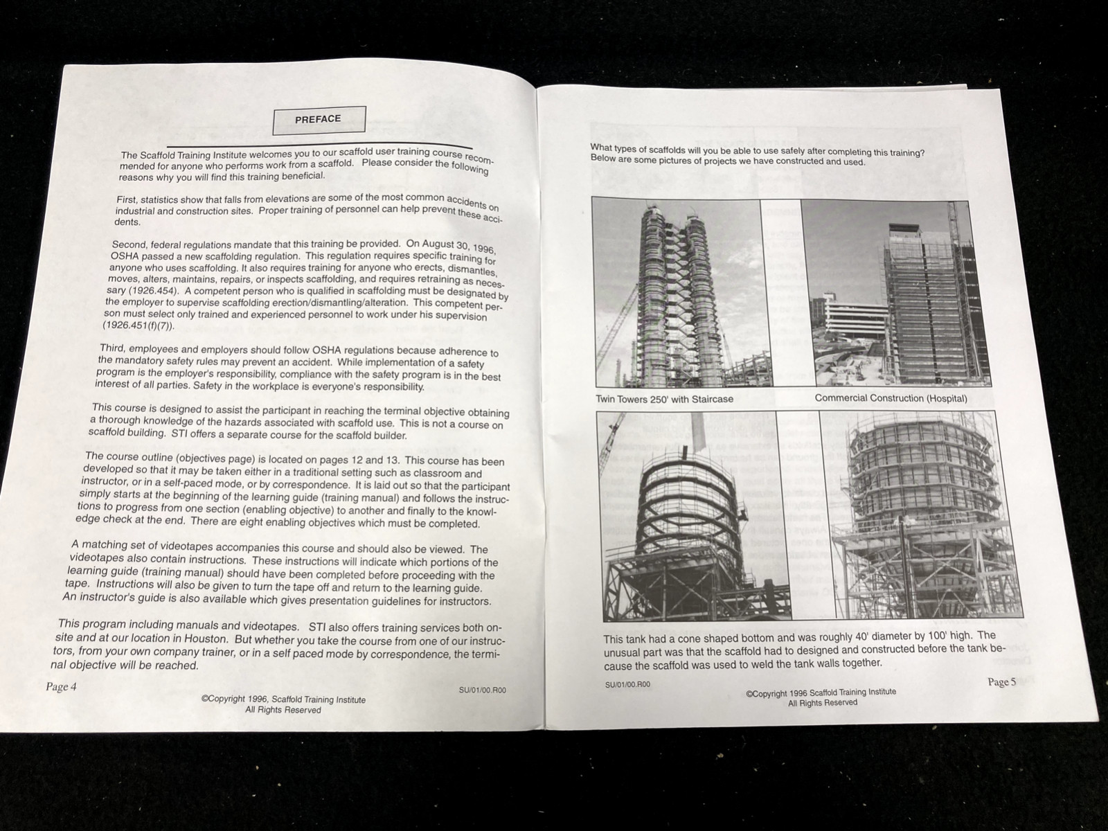 SCAFFOLD TRAINING INSTITUTE SCAFFOLD USER COURSE & INSTRUCTOR GUIDE, 2000