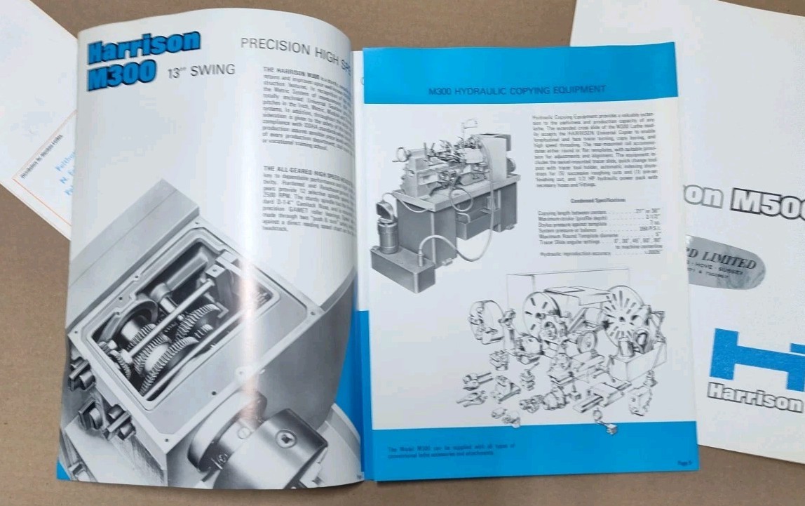Harrison M Series High Speed Lathe Sales Brochure Lot Catalog Advertising Vtg