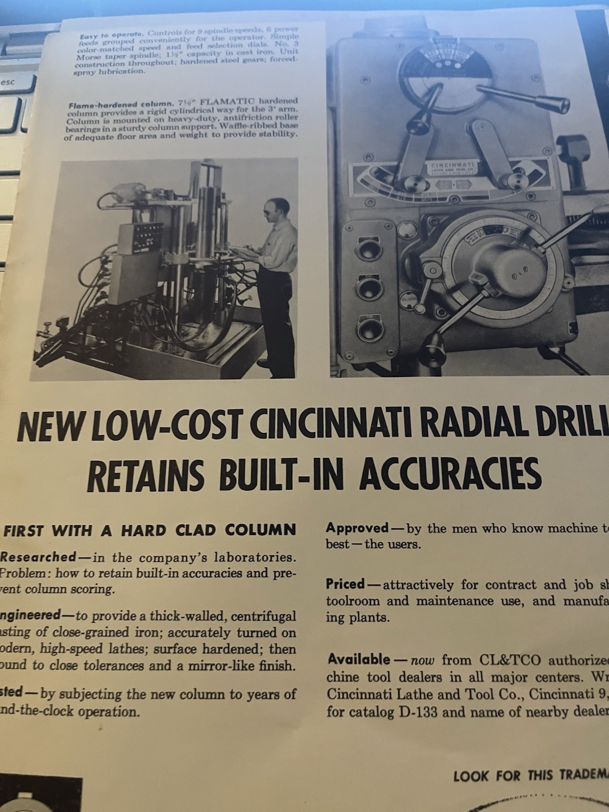 Cincinnati Lathe and Tool Company Radial Drill Brochure