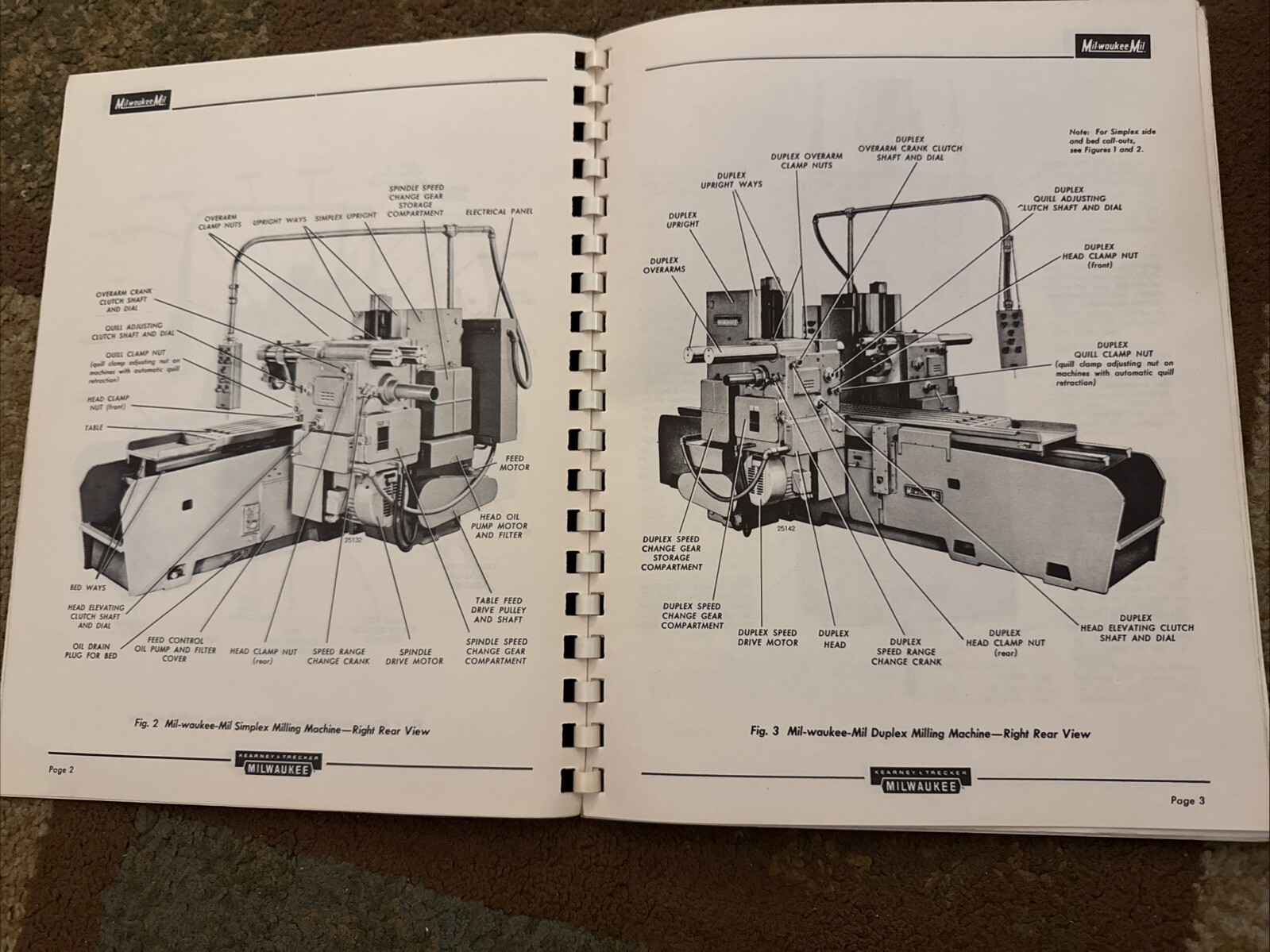 KEARNEY TRECKER Milwaukee Simplex Duplex Milling Machine Maintenance Manual 372