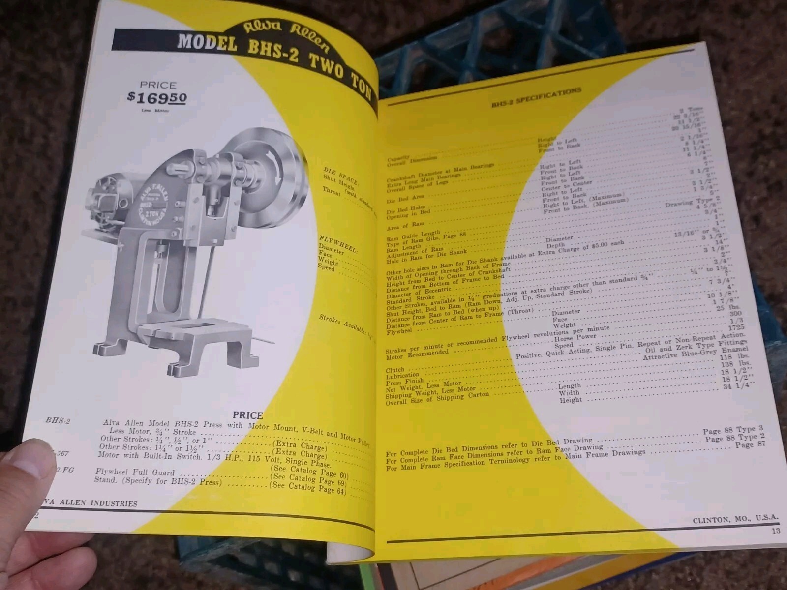 Alva Allen Industries Catalog W Letter 1961 Power Punch Presses Machine Tools