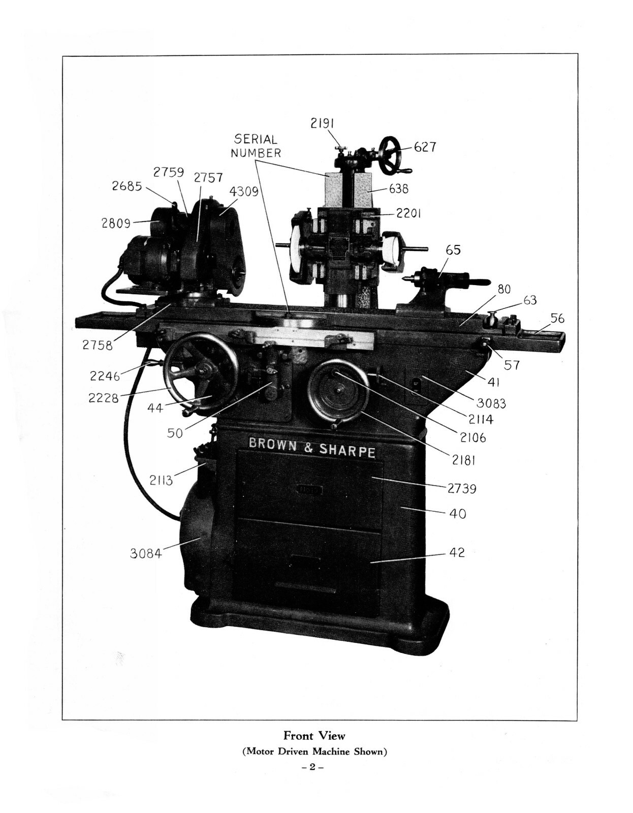 Brown & Sharpe #13 Universal & Tool Grinder Repair Parts Manual #1809