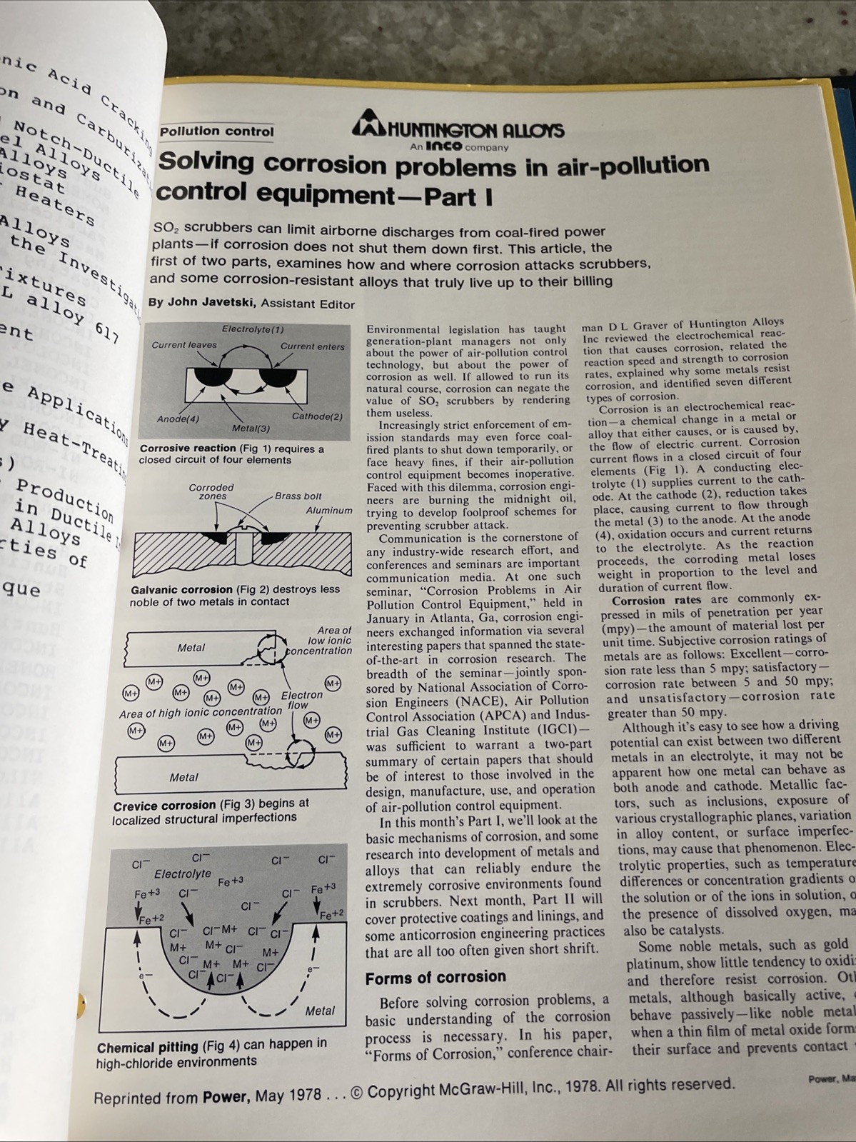 1978 HUNTINGTON ALLOYS for SO2 SERVICE Confidential Ephemera DATA Bulletins RARE