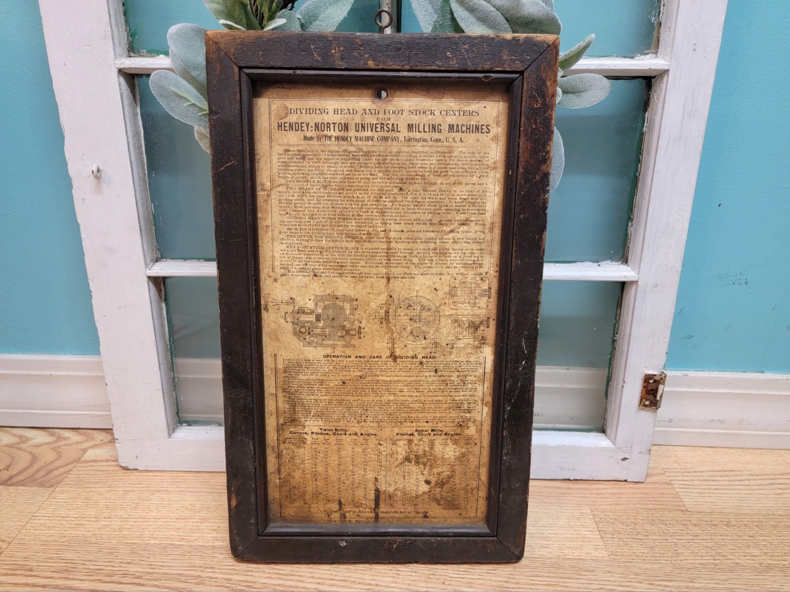 Vintage Framed Hendey-Norton Universal Milling Machine Instructions & Tables