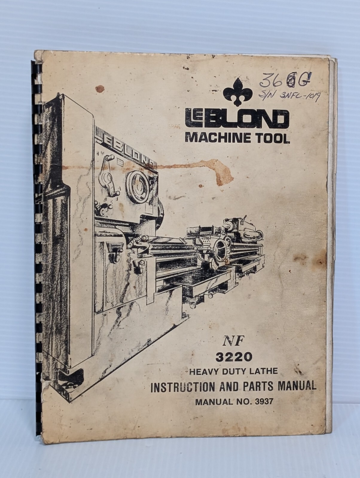 LeBlond Machine Tool NF 3220 Heavy Duty Lathe Instruction & Parts Manual No.3937