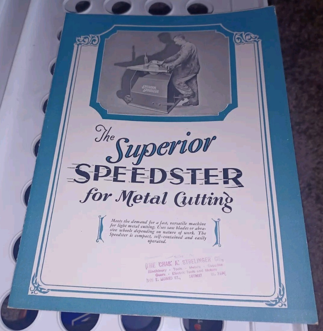 Old JONES SUPERIOR MACHINE COMPANY SPEEDSTER METAL CUTTING MACHINE SALES CATALOG