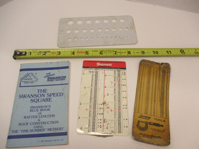 (4) Machinist Helps, SWANSON Speed Square Booklet, Starrett & Lufkin, Drill Gage