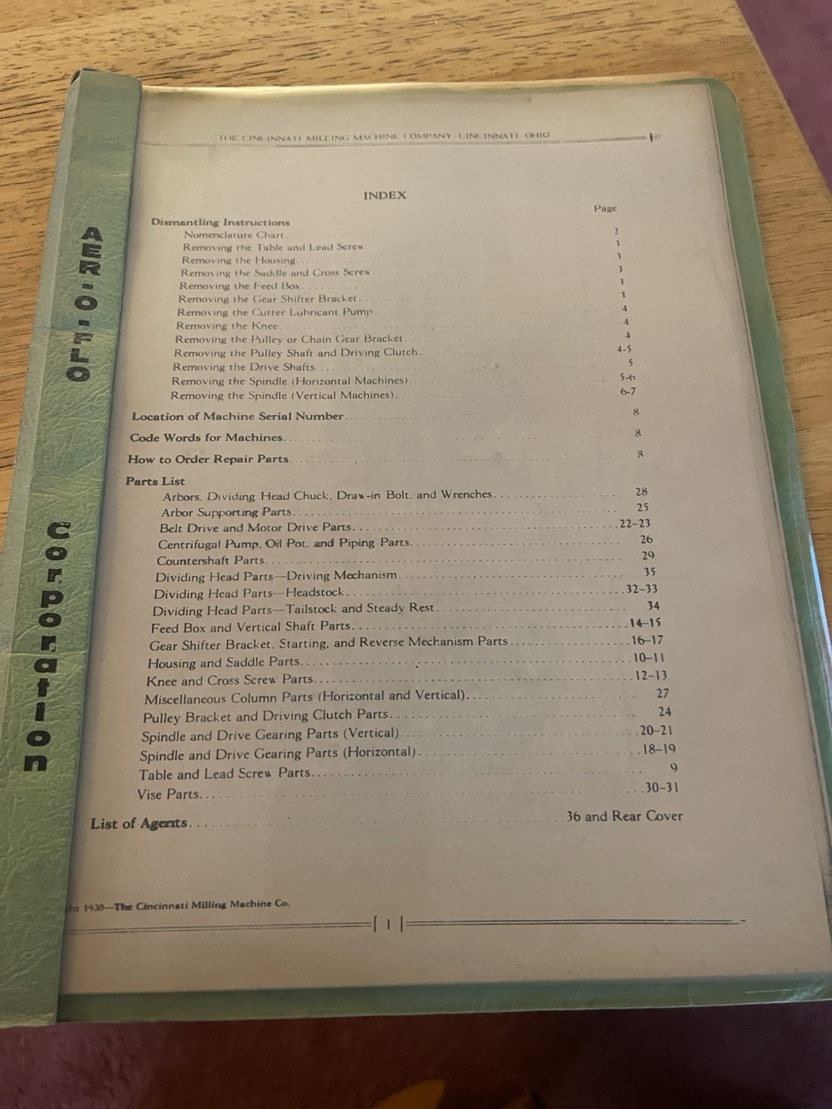 Cincinnati Milling Machine Company Parts List Service Repair Book