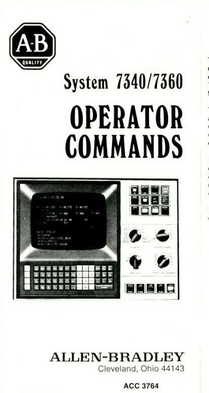 Vtg Allen-Breadley 7340 7360 7320 Operator Command Manuals & Code Cards