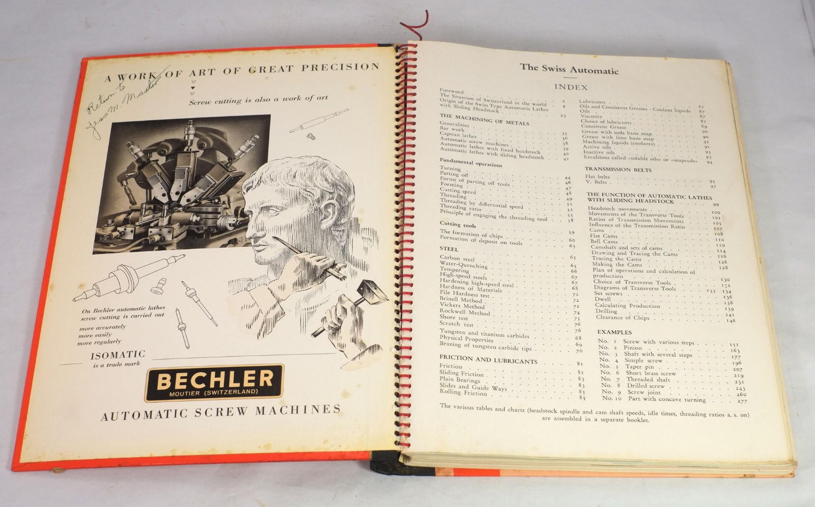 The Swiss Automatic Bechler Screw Machine Lathe Catalog Manual 1957