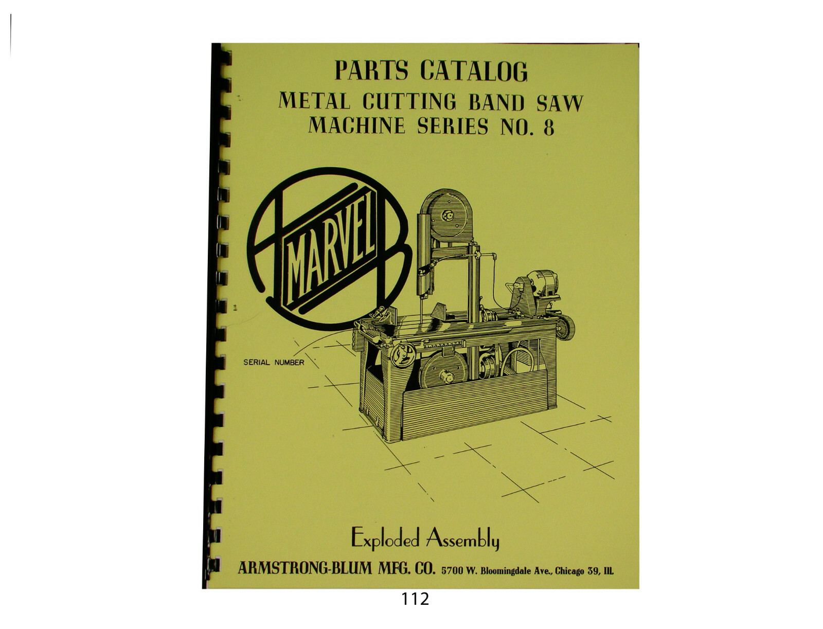 Marvel Series 8 Metal Cutting Band Saw Parts Catalog #112