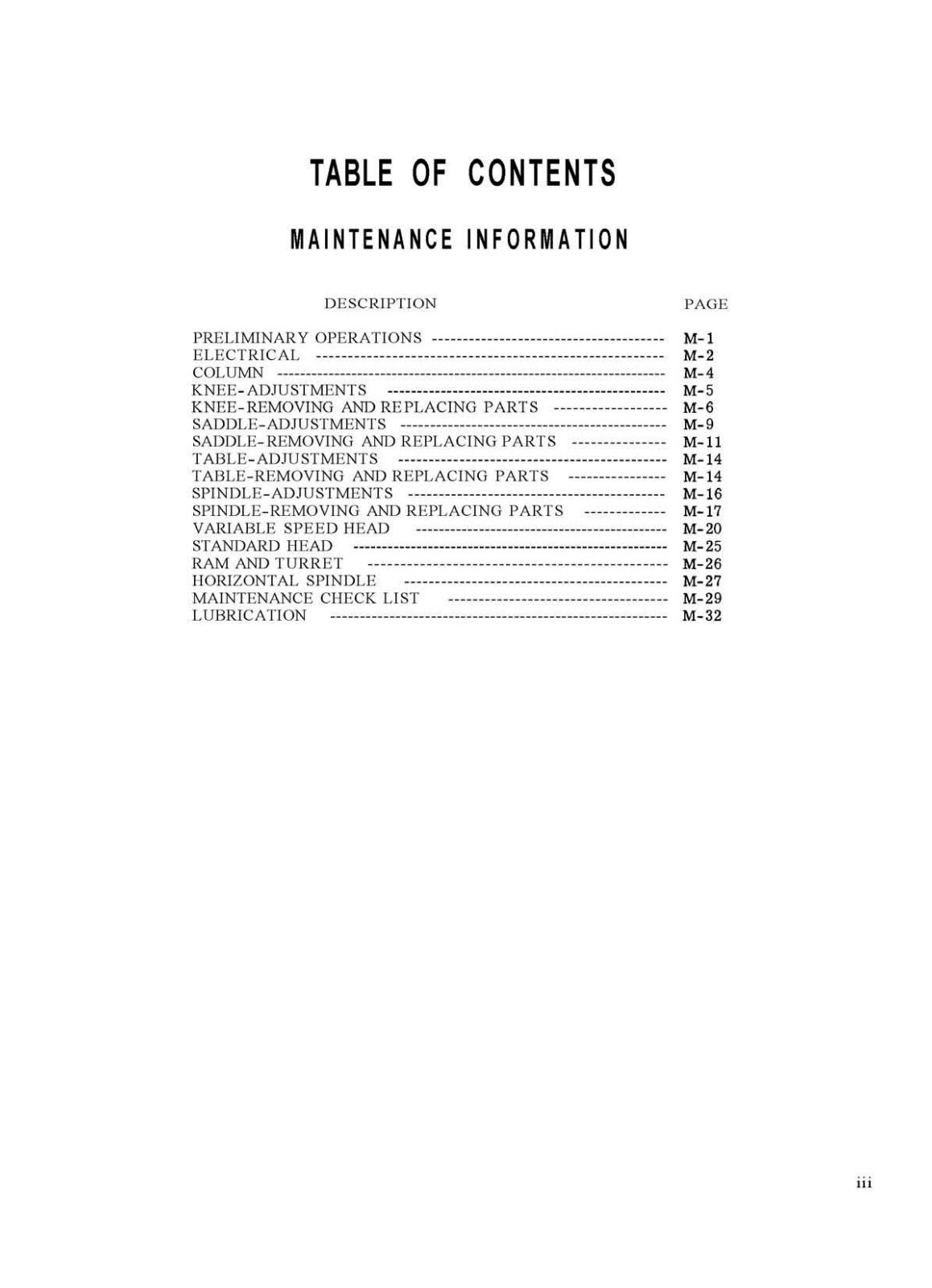 GORTON 1-22 Mastermil Milling Machine Maintenance Manual 0321
