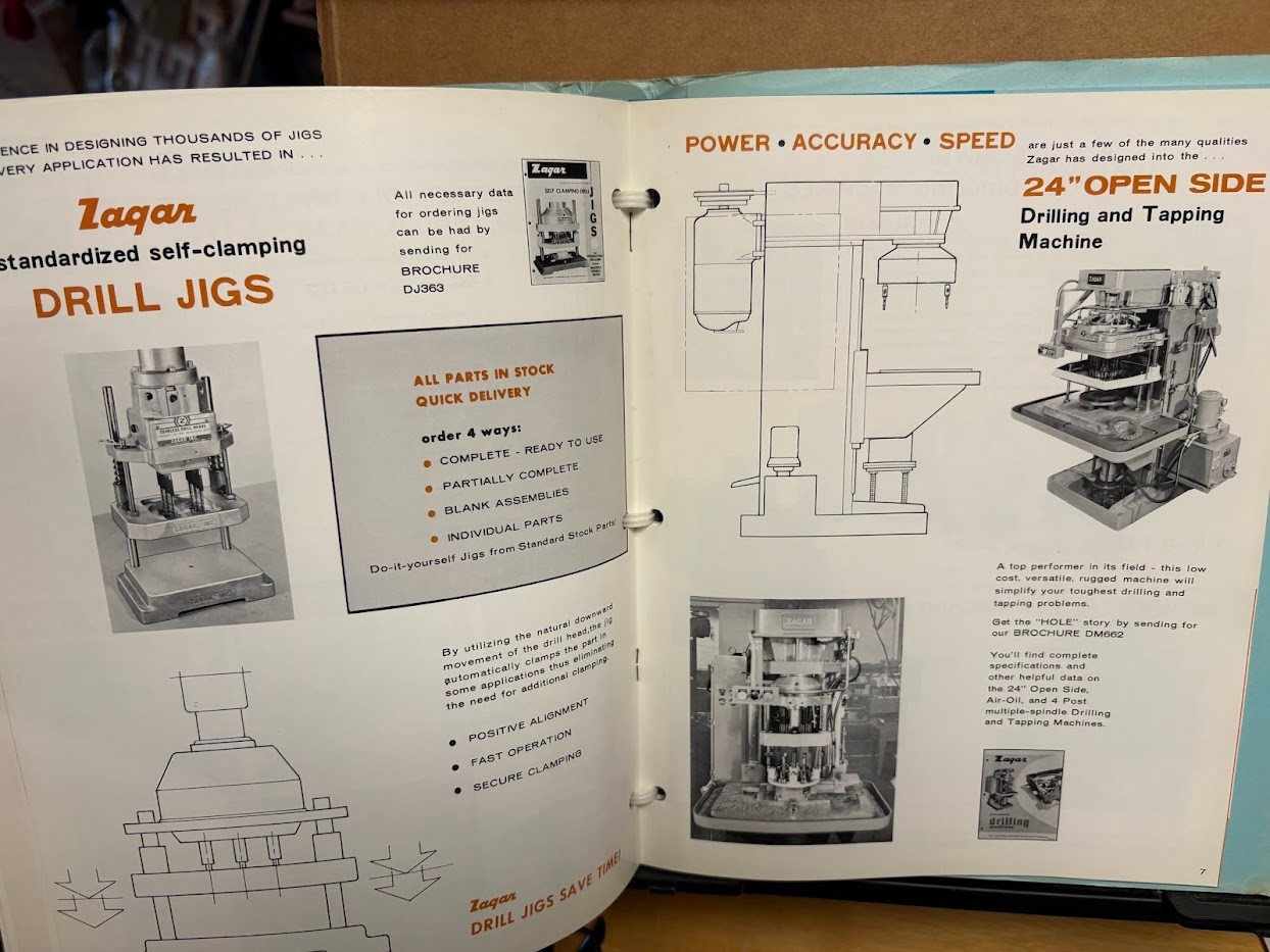 Vtg Zagar Inc Machine Tool Catalog 1966 Brochure Lot Drilling Tapping Jig Collet