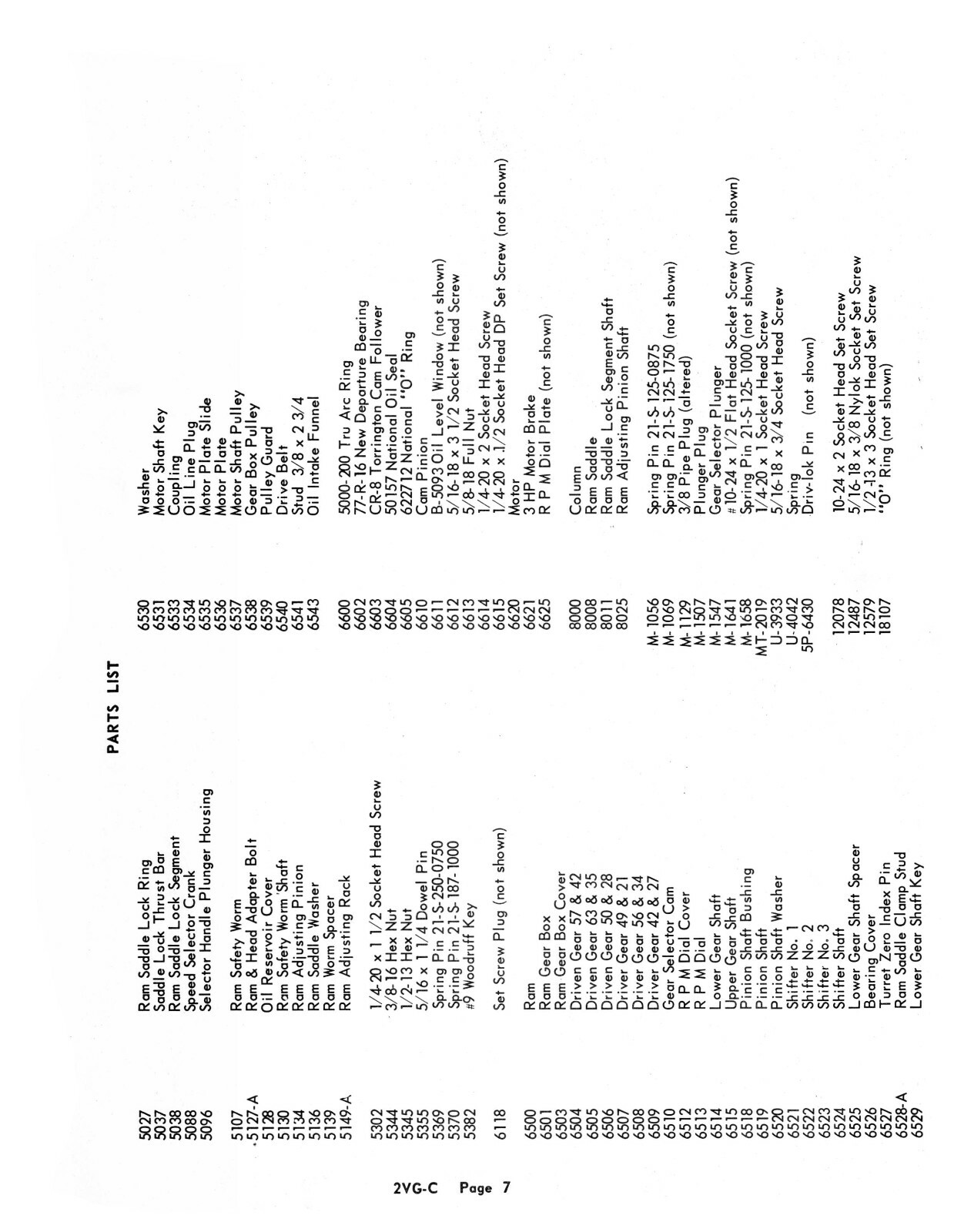 Tree Model 2VG-C Milling Machine Operation, Instruction, & Parts Manual #1360