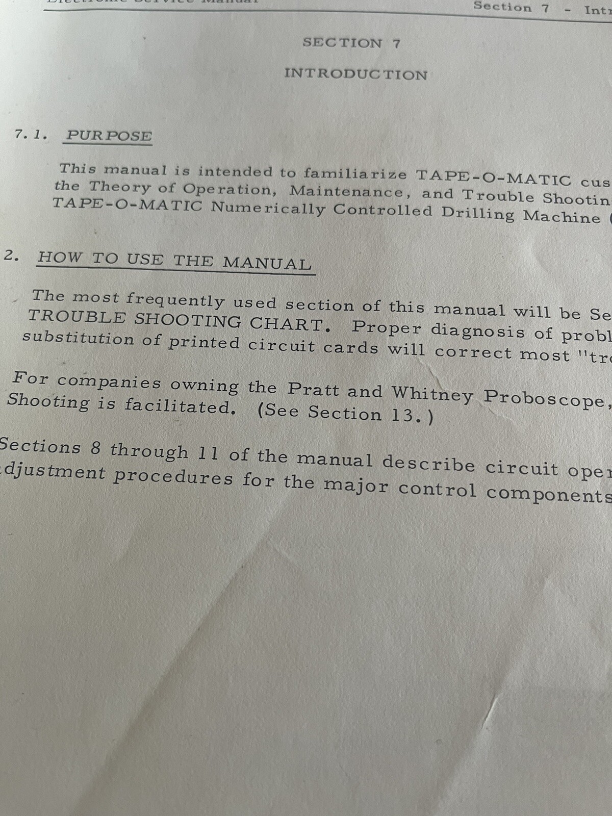 Pratt & Whitney Tape-O-Matic Electronic Service Manual M-3042-10