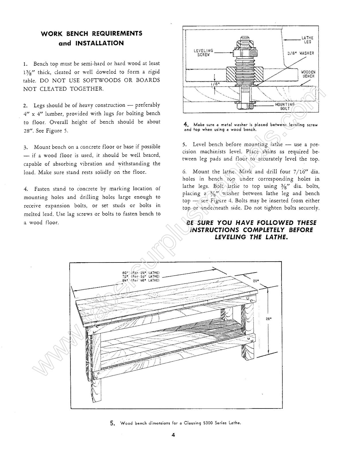 Clausing 5300 Series 12″ Lathe Operating Instructions & Parts Manual *832