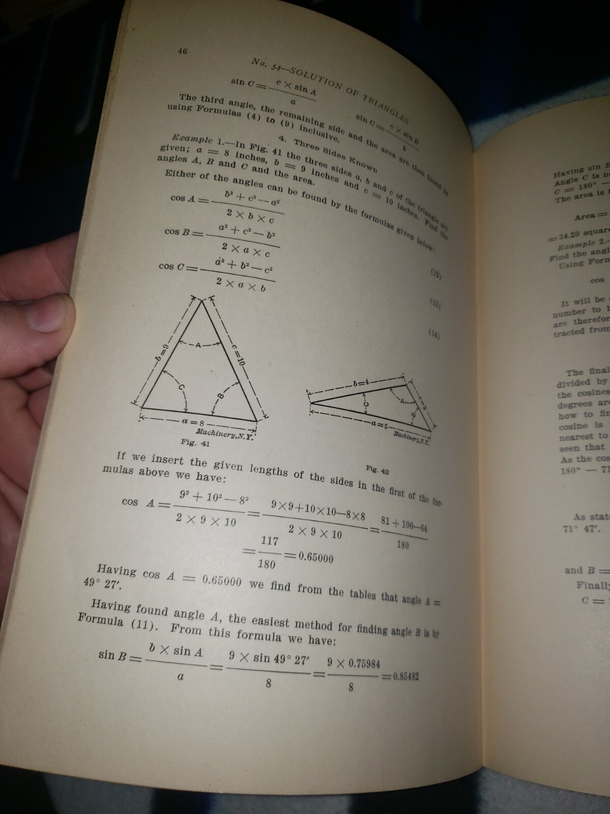 1910 Machinery’s Reference #54 Solution Of Triangles Part 1 Guide