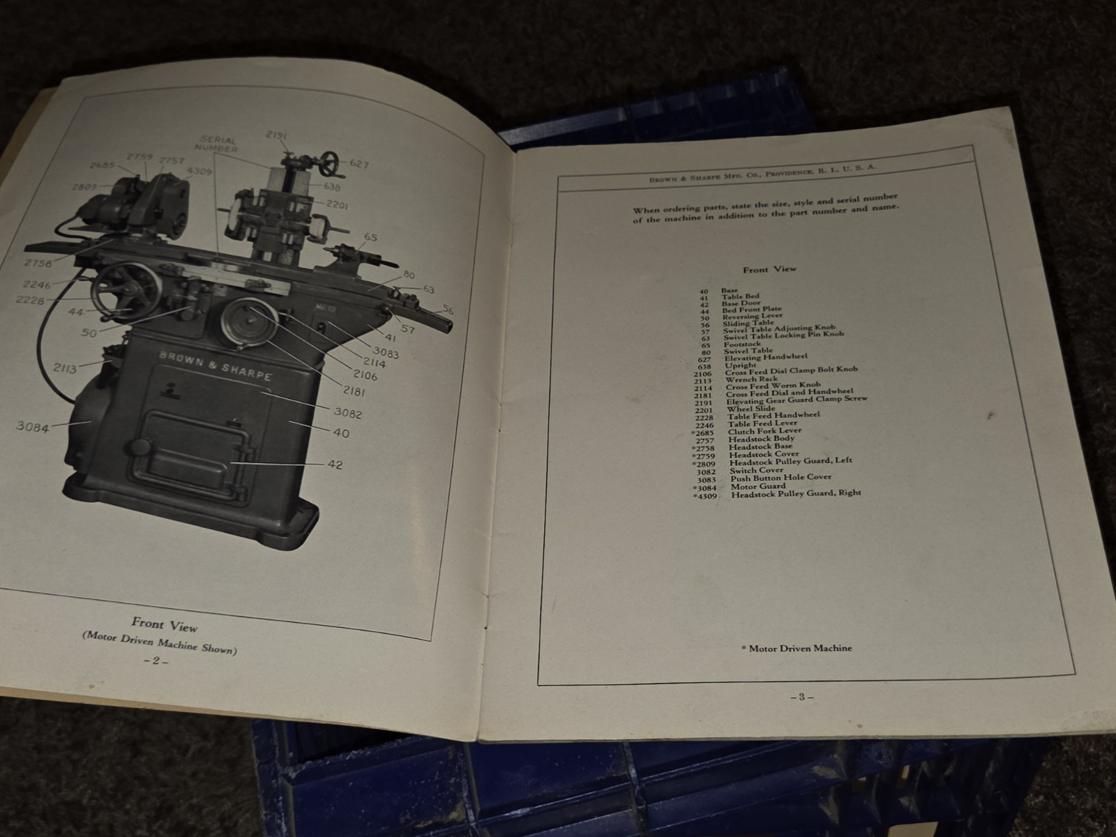 Brown & Sharpe #13 Universal & Tool Grinder Repair Parts Manual ORIGINAL BOOK