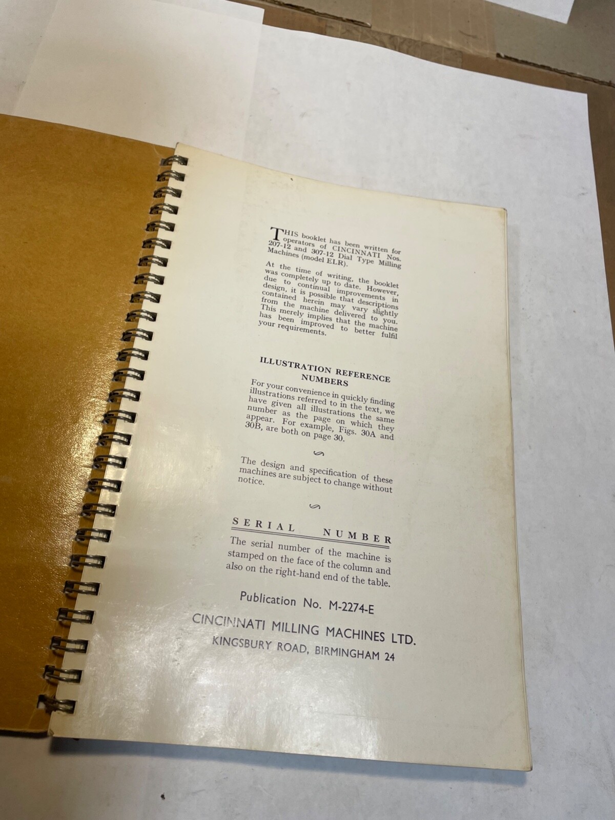 Cincinnati Dial Type Milling Machines Model ELR Operator’s Instruction Book