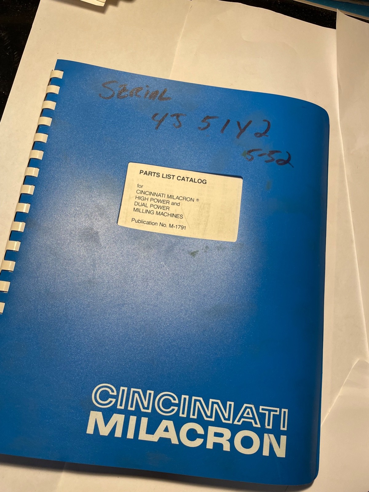 Cincinnati Milacron High power & Dual Power Milling Machine Parts List Catalog