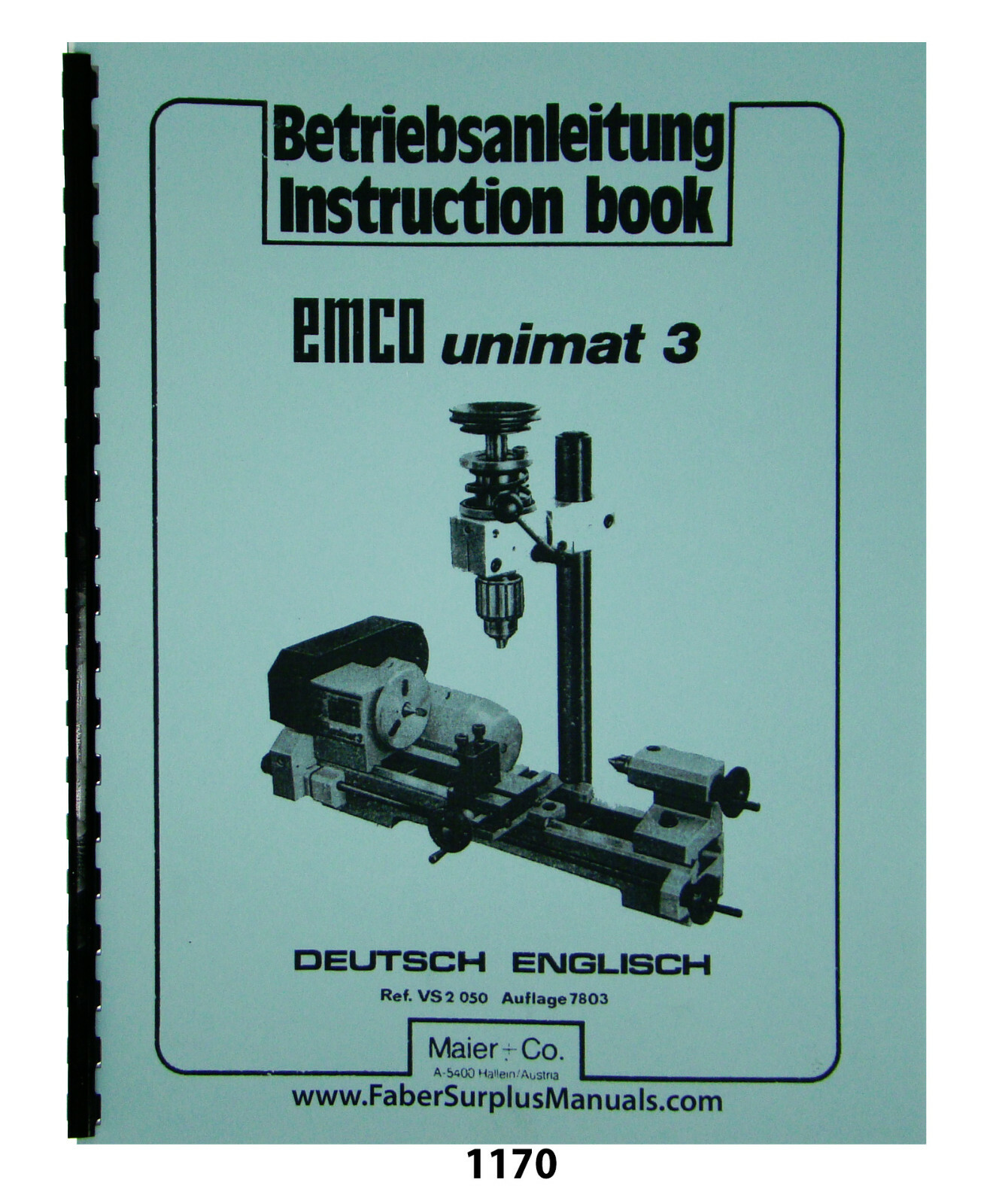 Emco Unimat 3 Lathe Mill Instruction Manual #1170