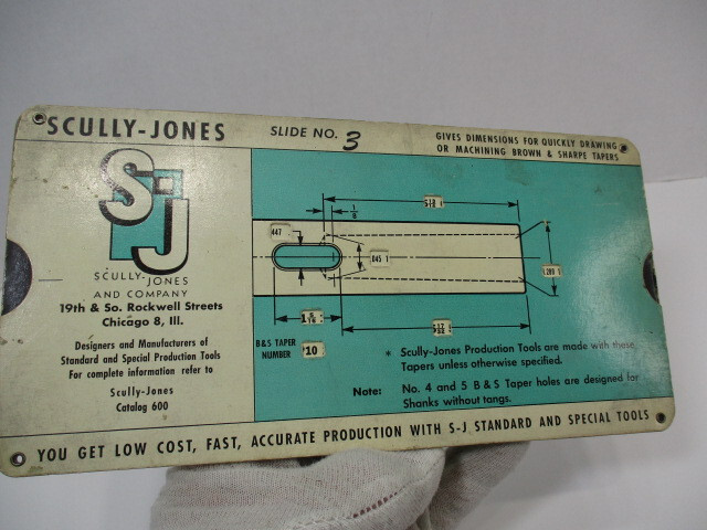 SCULLY – JONES B&S, Brown & Sharpe Taper Selector Slide Calculator # 3, VGC