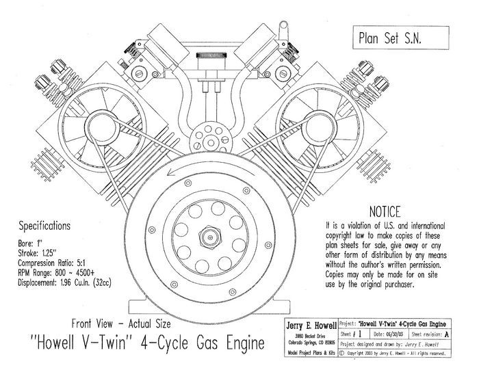 Howell V-Twin 4-Cycle Gas Engine Plans PDF