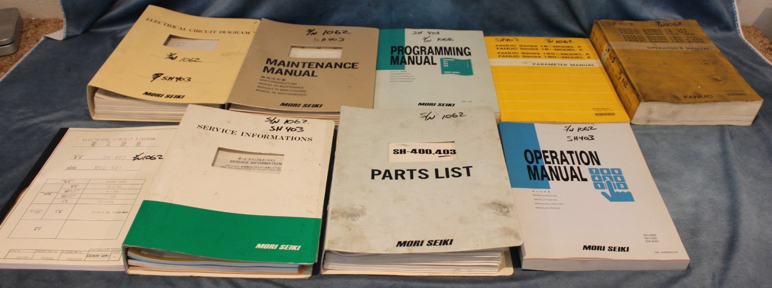 Mori Seiki SH-403 Manuals (Complete 9 Pc Set)