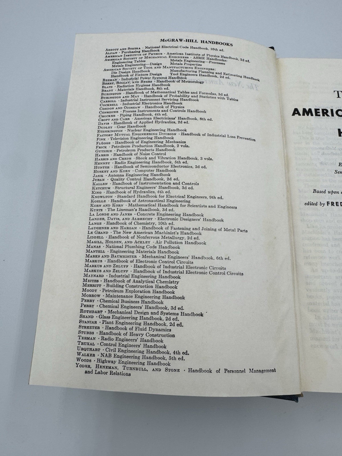 The New American Machinist’s Handbook 1955 Machining Book, McGraw-Hill