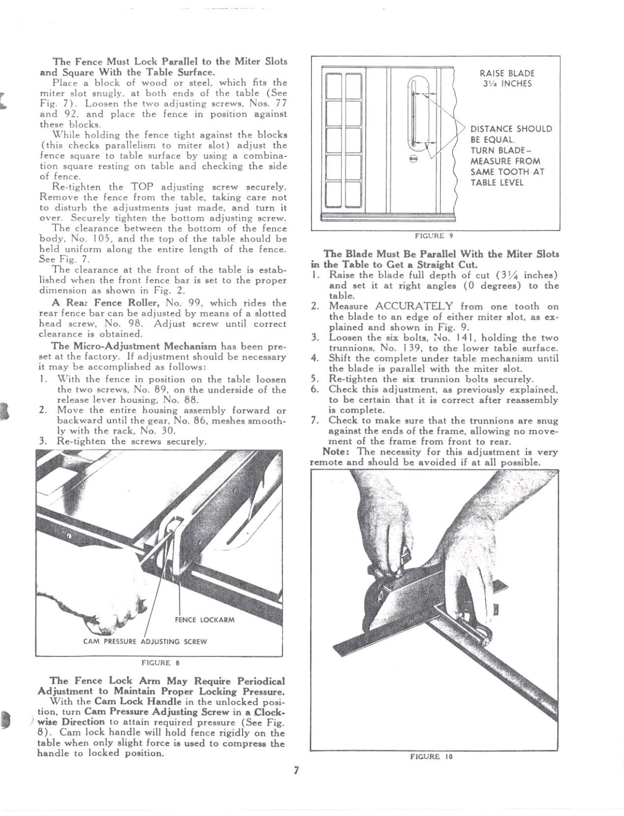 10in Tilt-Arbor Table Saw Operator Inst. & Parts Manual Fits Craftsman 103.27270