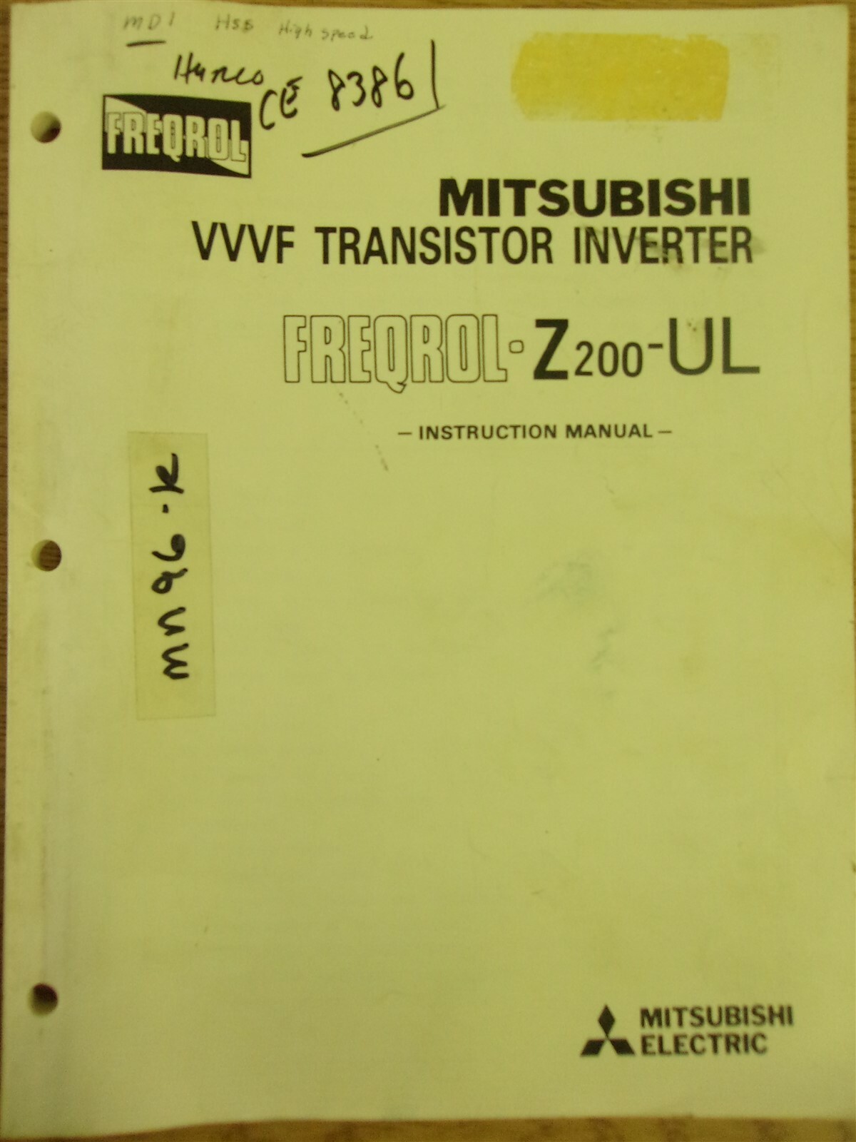 Mitsubishi Electric VVVF Transistor Inverter Instruction Manual Freqrol-Z200-UL