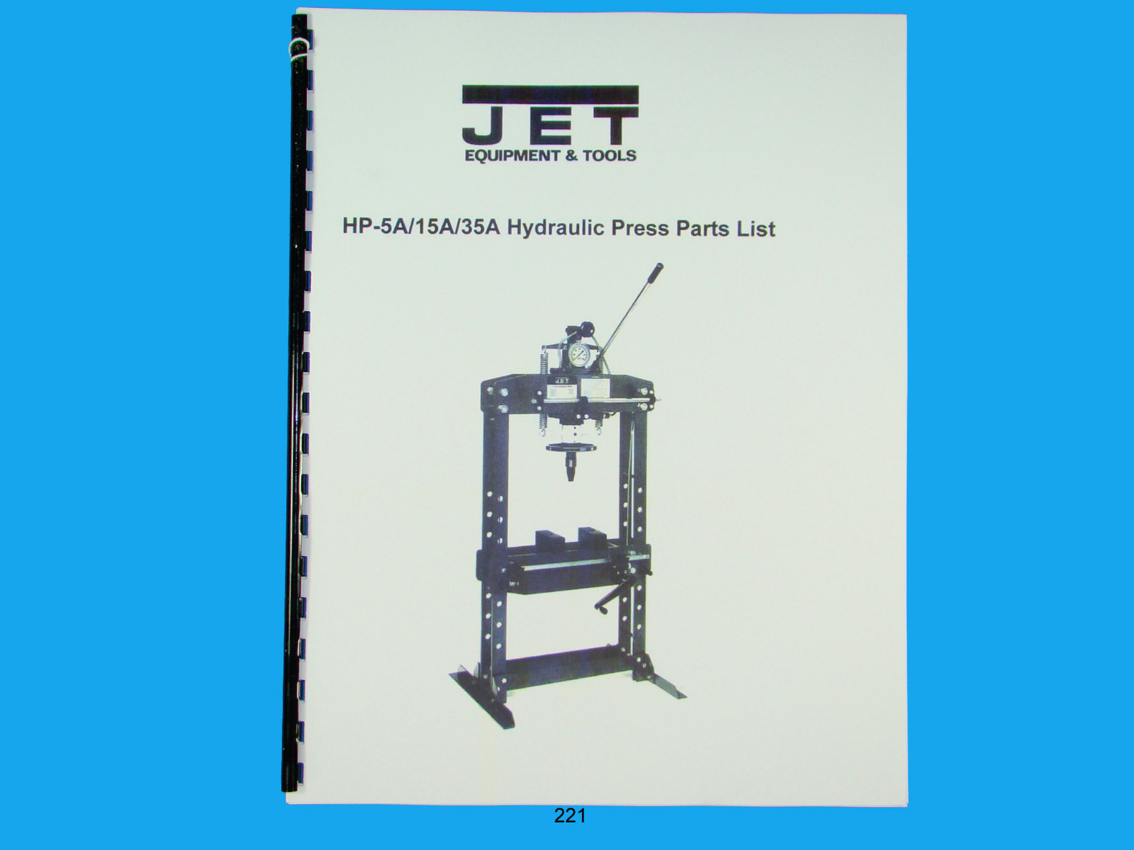 Jet HP-5A/15A/35A Hydraulic Press Parts List Manual *221