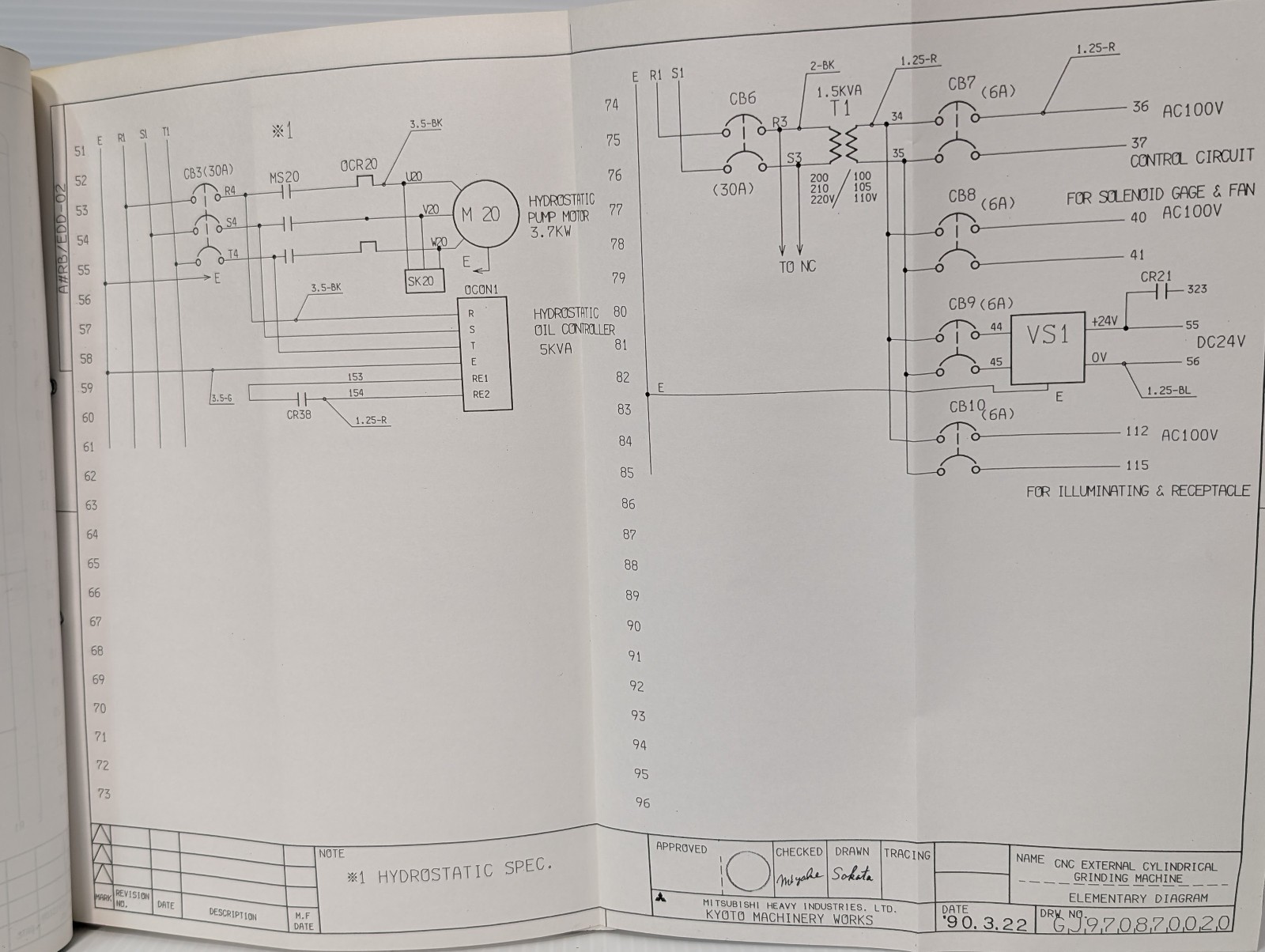 Mitsubishi GJ-485 Electric Diagram CNC Cylindrical Grinding Machine Manuals