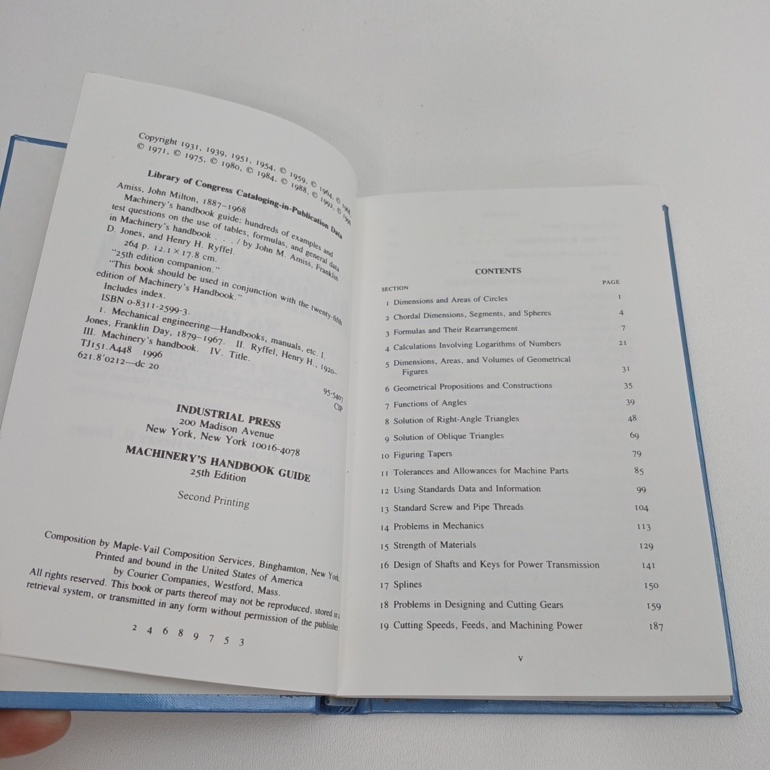 Machinery’s Handbook 25 Guide Twenty Fifth Edition HC 1996