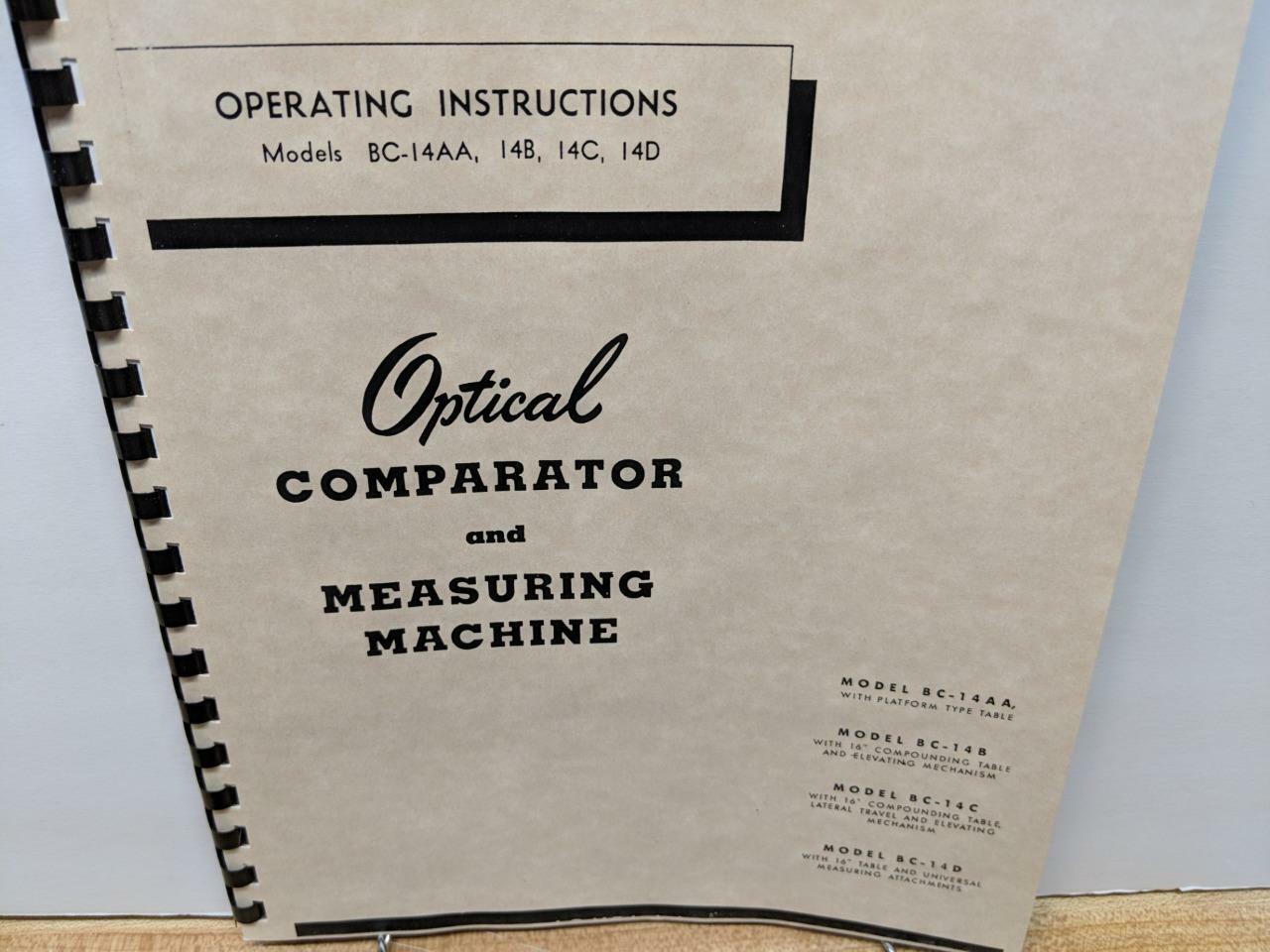 Jones & Lamson “BC” Series Comparator – Operating Manual