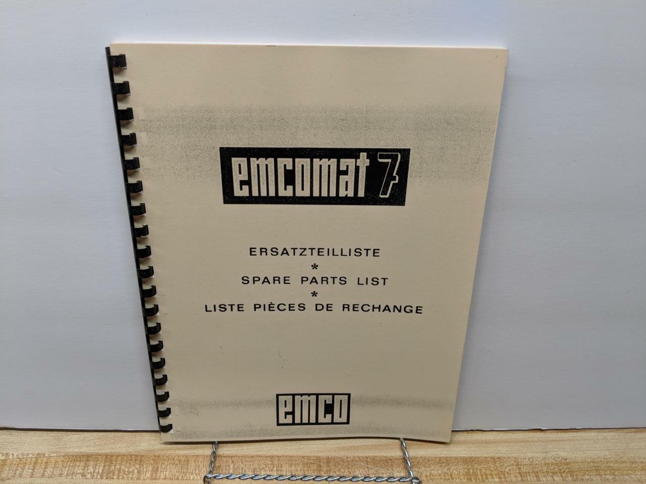 EMCO Emcomat 7 Spare Parts List Manual
