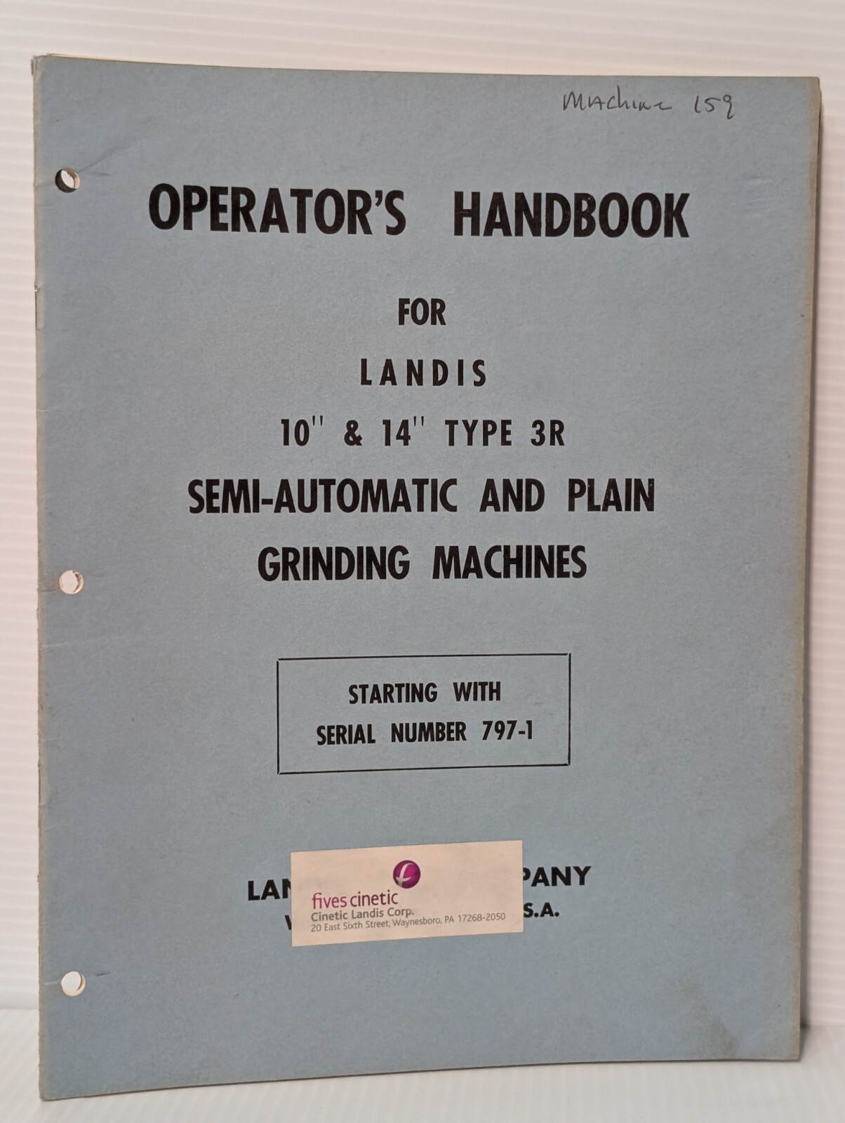 Landis 10″ & 14″ 3R Plain Grinding Machine Parts Catalog and Operator Handbook