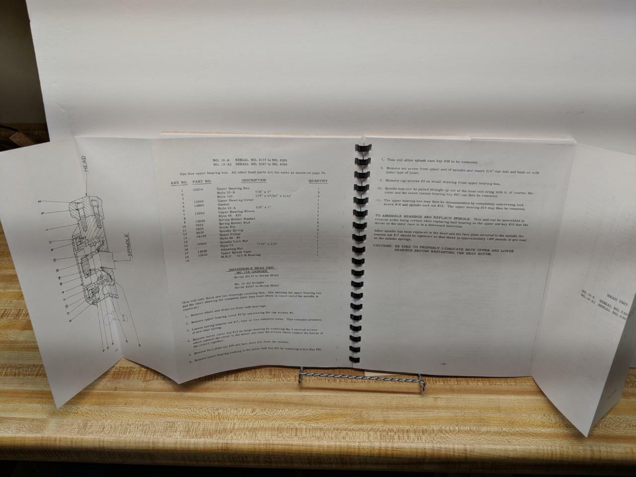 Blanchard No. 16-A & 16-A2 Grinder Operation & Parts Manual