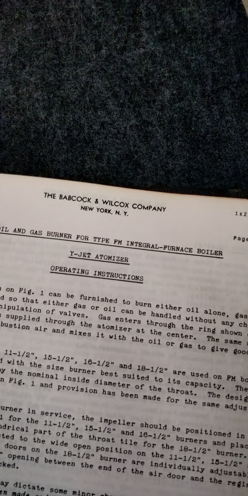 1957 Babcock & Wilcox OPERATING INSTRUCTIONS parts lists PATTON STATE HOSPITAL