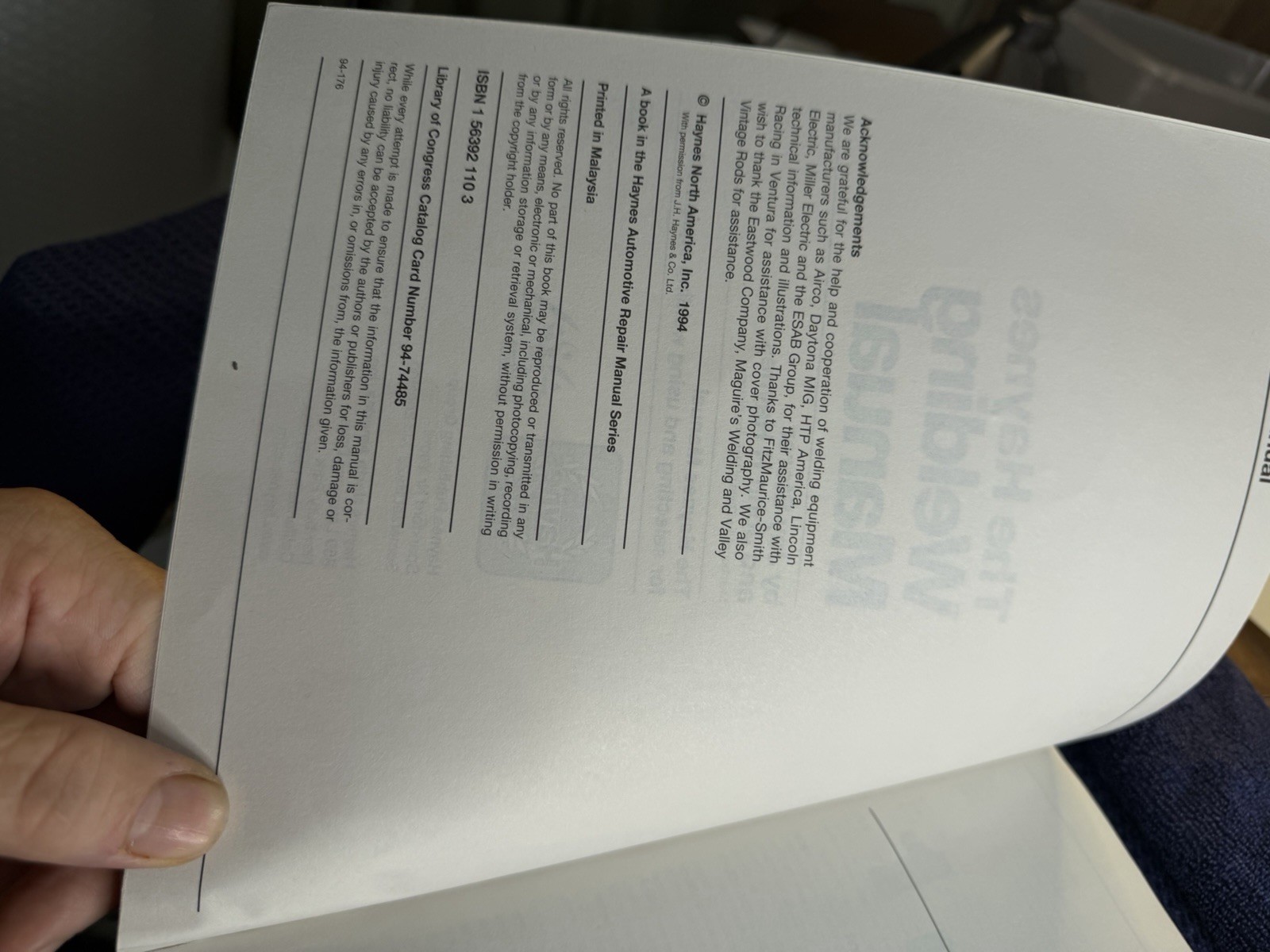 Haynes Techbook Welding Manual 10445 Gas Arc MIG TIG Plasma Welding Cutting